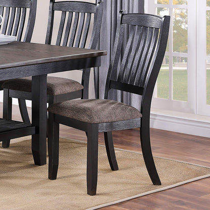 Set of 2 Contemporary Rubberwood Dining Chairs with Fabric Seats, 18x23x40 in, Dark Coffee
