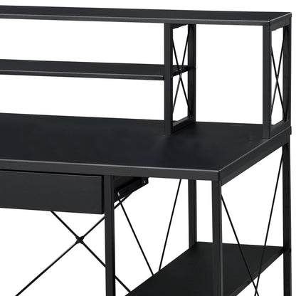 Modern Black Finish Writing Desk with Ample Storage and Industrial Design