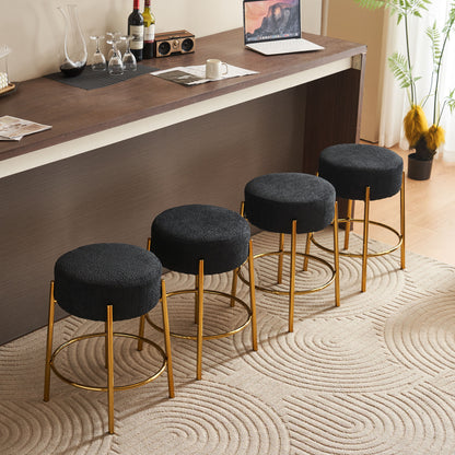 24 Inch Tall Round Bar Stools Set Of 2 Upholstered Black