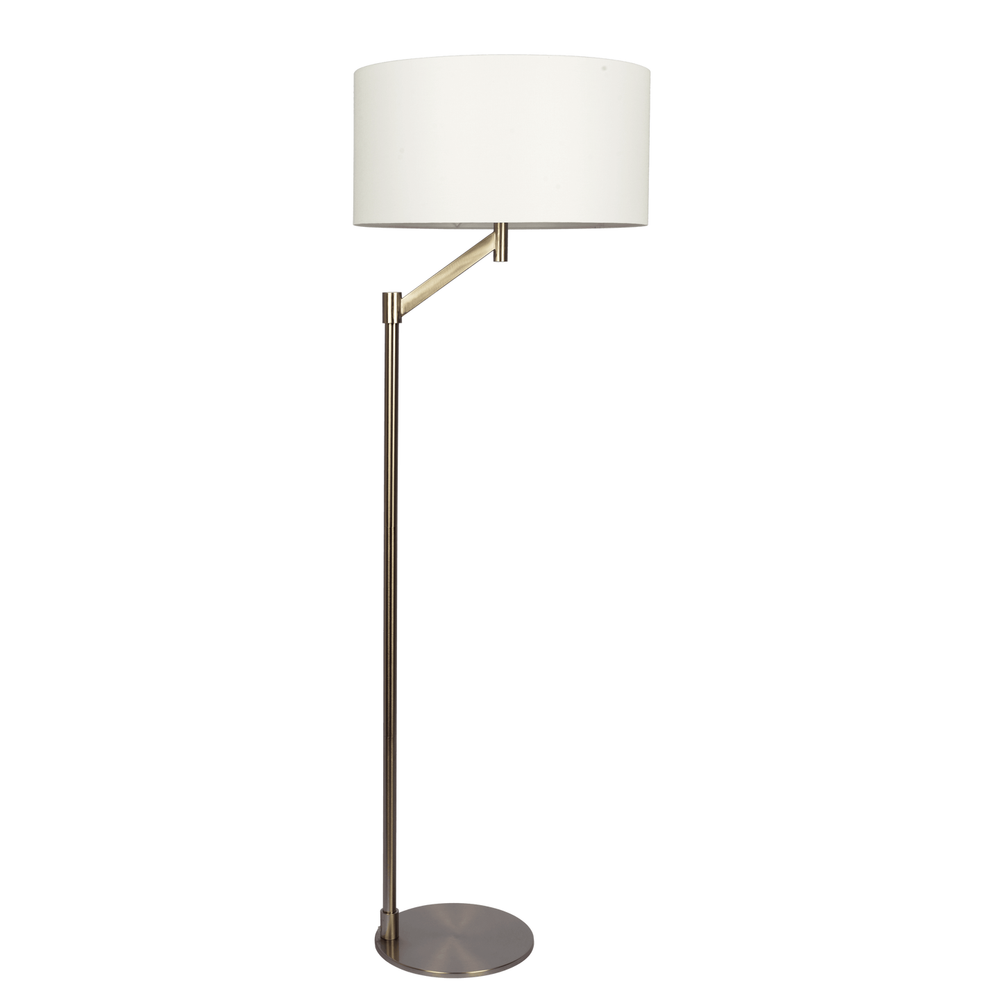 61-Inch Floor Lamp with Rotary Switch, Metal Base, White Linen Shade, Modern Home Accent, Brushed Nickel