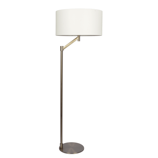 61-Inch Floor Lamp with Rotary Switch, Metal Base, White Linen Shade, Modern Home Accent, Brushed Nickel
