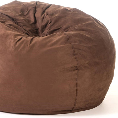 5-Foot Bean Bag Chair with High-Density Shredded Foam, Removable Microsuede Cover - French Roast