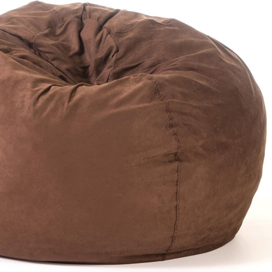5-Foot Bean Bag Chair with High-Density Shredded Foam, Removable Microsuede Cover - French Roast