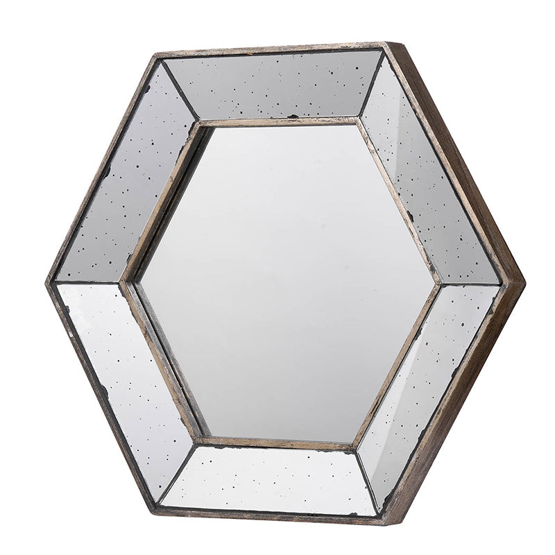 Hexagonal Silver Wall Mirror - 21" x 18" Decorative Accent for Modern Home Decor