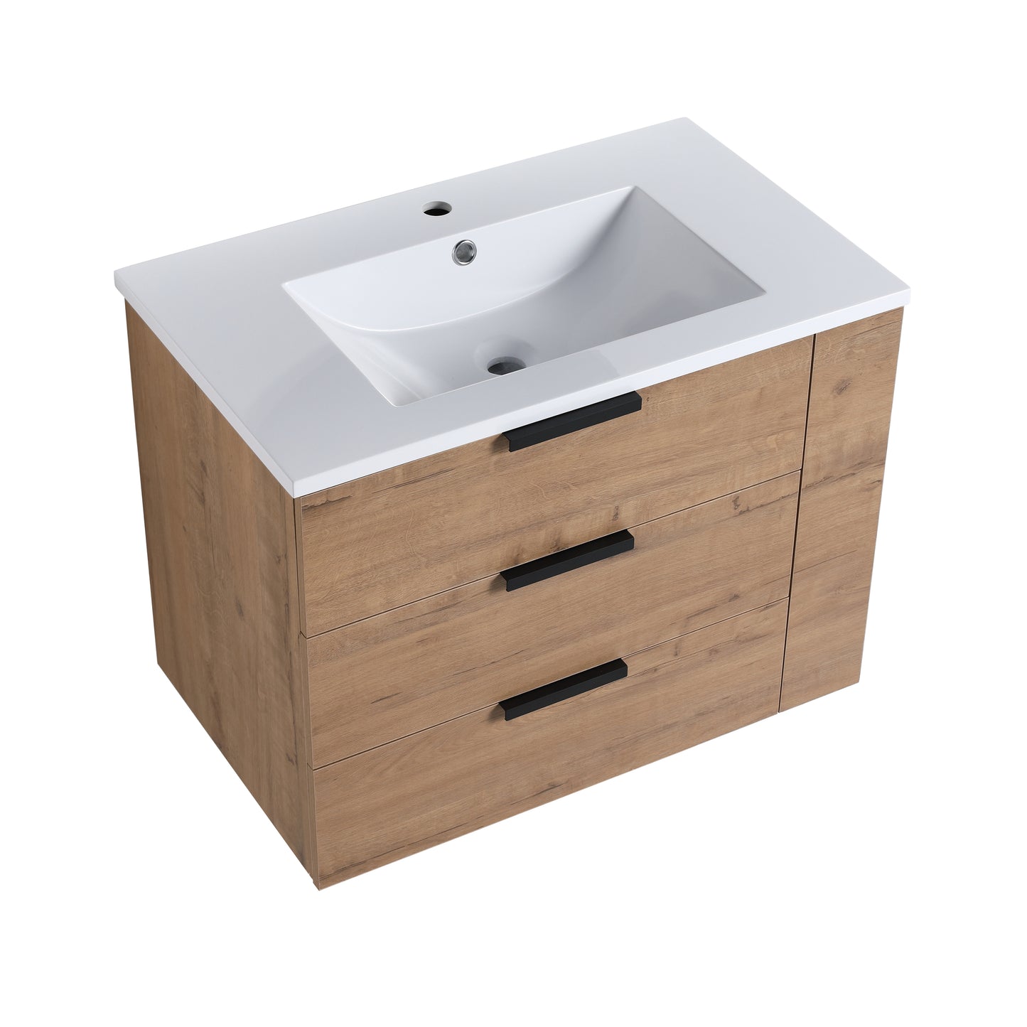 30-Inch Modern Wall-Mounted Bathroom Vanity with Soft Close Drawers and Adjustable Side Shelf