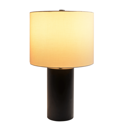 Table Lamp with On/Off Switch, Block Base, 11 in high, 19 in wide, living room or bedroom, Black