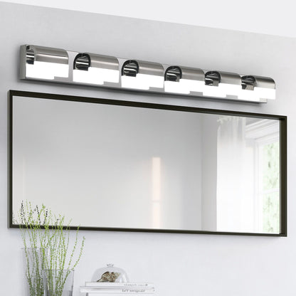 46.5-Inch LED 6-Light Vanity Light for Bathroom Over-Mirror Wall Mount, Stainless Steel & Acrylic Chrome