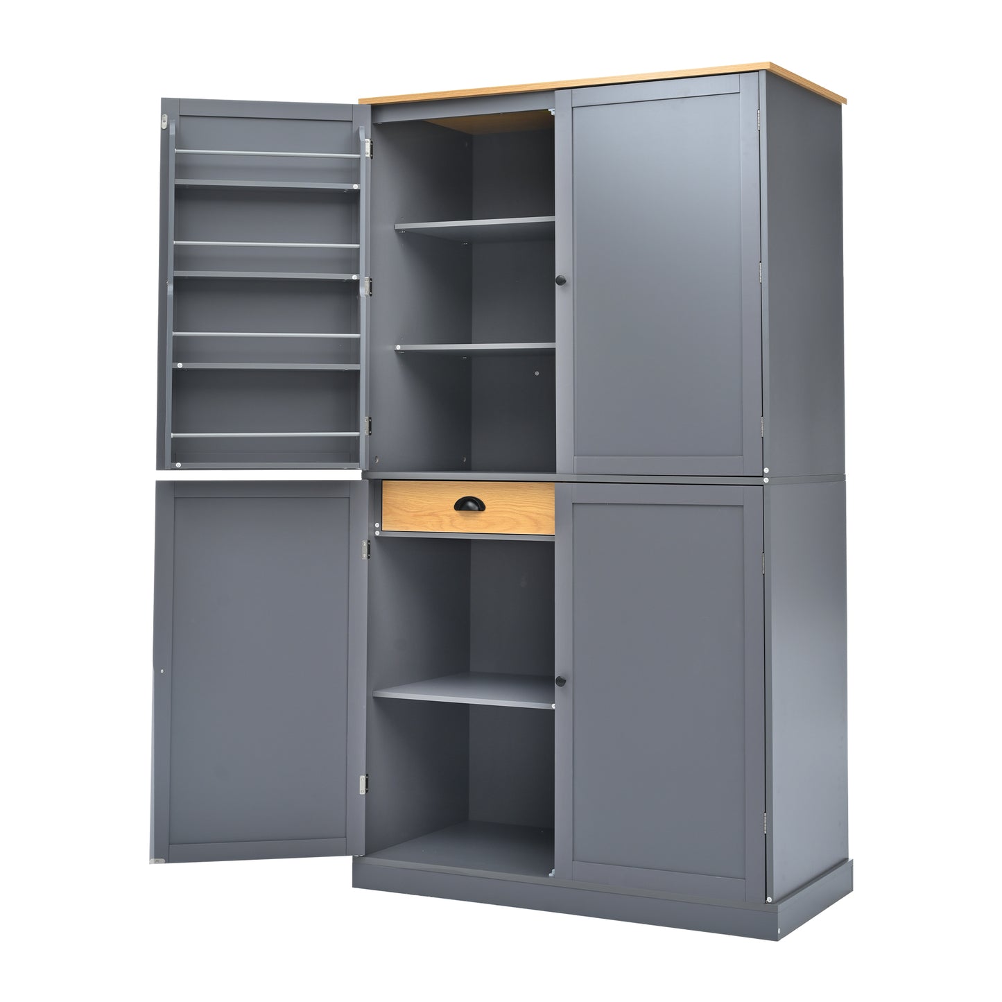 40.2"x20"x71.3" Modern High Kitchen Pantry - Spacious Storage Cabinet with Adjustable Shelves & Drawers in Gray