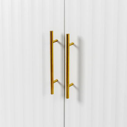 3-Door Large Storage Sideboard with Gold Handles for Kitchen, Dining Room and Living Room.55.12" W Accent White Buffet Cabinet, Coffee Bar Sideboard Cabinet with 3 doors (White)