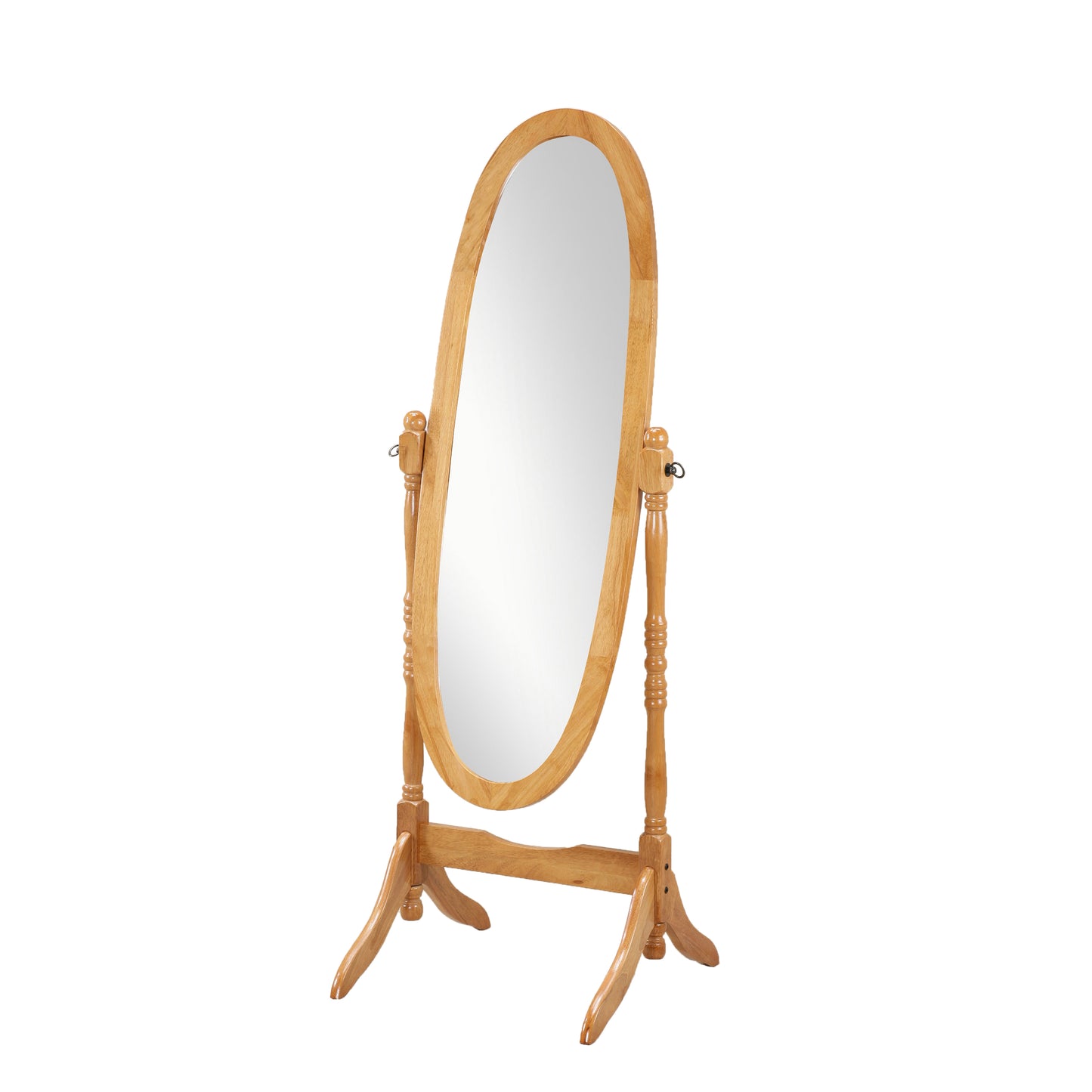 Elegant Oak Finish Cheval Mirror in Traditional Queen Anna Style