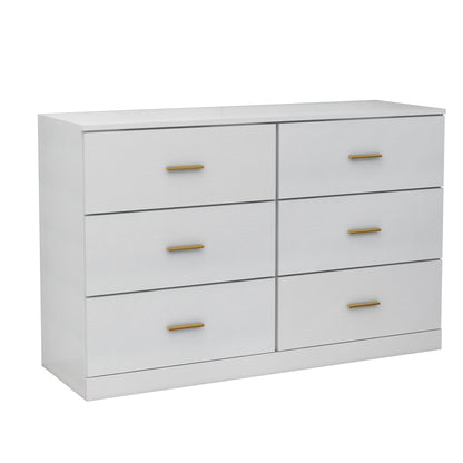 Elegant Antique White 6-Drawer Chest - Modern Storage Solution for Bedrooms