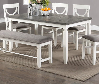 Six Piece Dining Set With 60 Inch Table And Chairs White