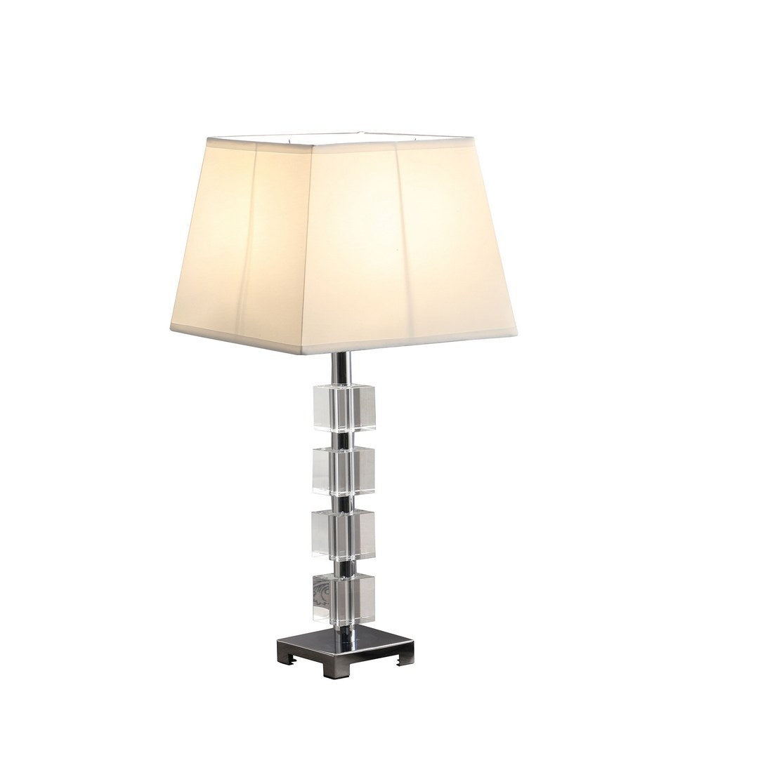 Glam Crystal Cube Table Lamp, 25-Inch, Crystal with Chrome Base, E26 LED Compatible, 66-Inch Cord White