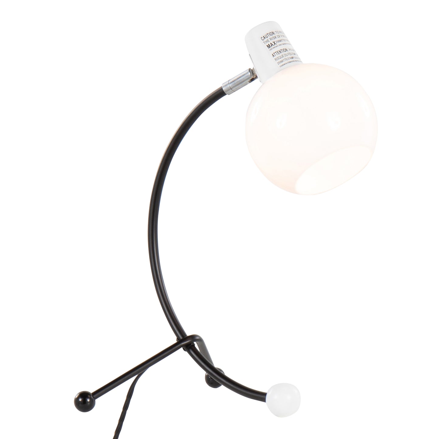 Adjustable Task Lamp with Metal Frame and Round Shade, Bulb Not Included, Indoor Use, Black and White