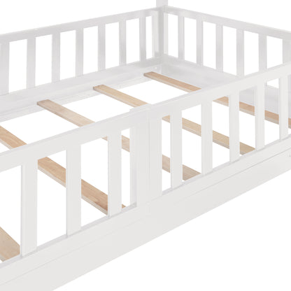 Stylish Twin Over Twin Bunk Bed with Fun Slide and Versatile Ladder in White