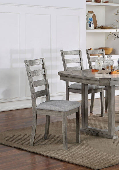 Dining Table Four Chairs And Bench Six Piece Set Grey Finish