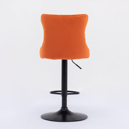 Orange Velvet Swivel Bar Stools Two Pack Adjustable 25 33