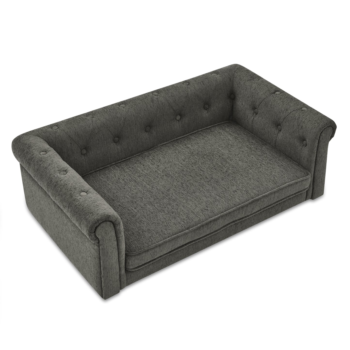 Elevated Rectangle Dog Bed for Small & Medium Dogs, Foam Cushion, 40x23x14 in, Dog Sofa Dark Grey