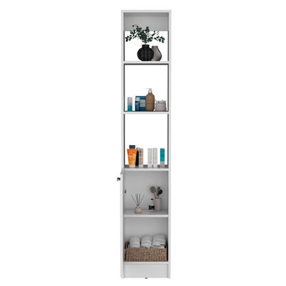 Modern White Linen Storage Cabinet with Adjustable Shelves - Versatile Freestanding Unit for Bathroom, Kitchen, or Living Room