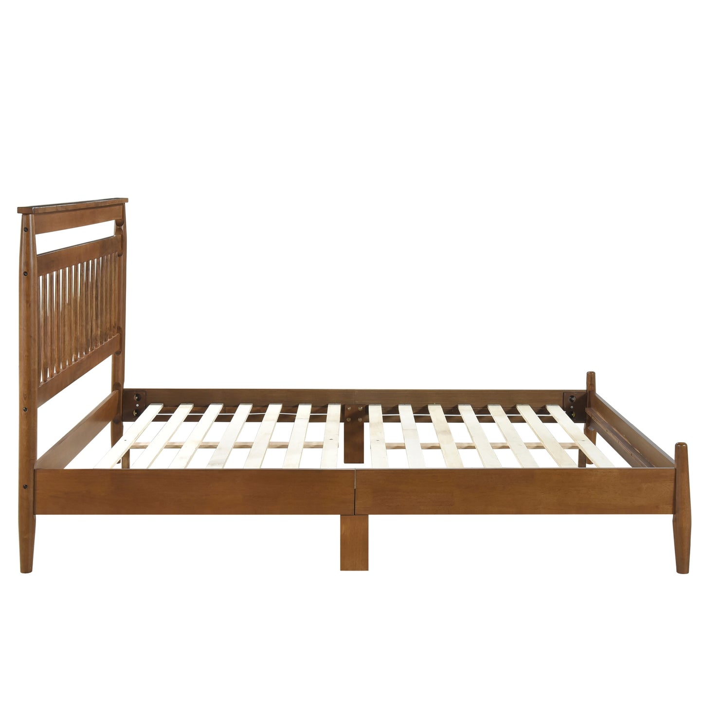 Elegant Chestnut-Finished Queen Platform Bed with Transitional Design – Bedroom Furniture in a Box