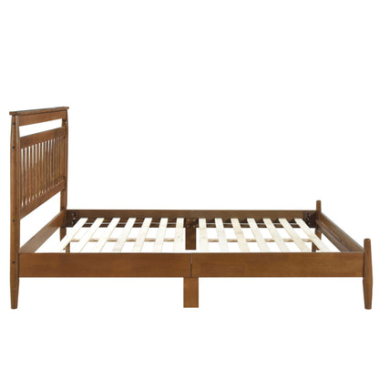 Elegant Chestnut-Finished Queen Platform Bed with Transitional Design – Bedroom Furniture in a Box