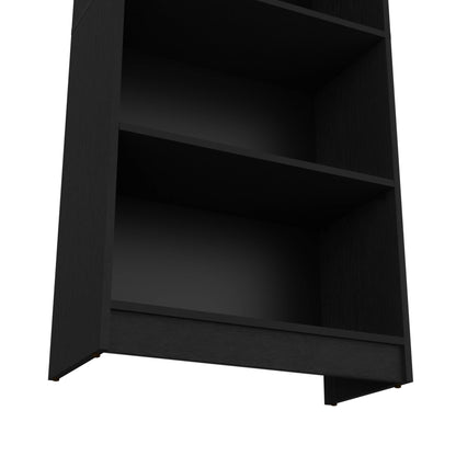Modern Black 4-Tier Bookcase with Versatile Storage Solutions
