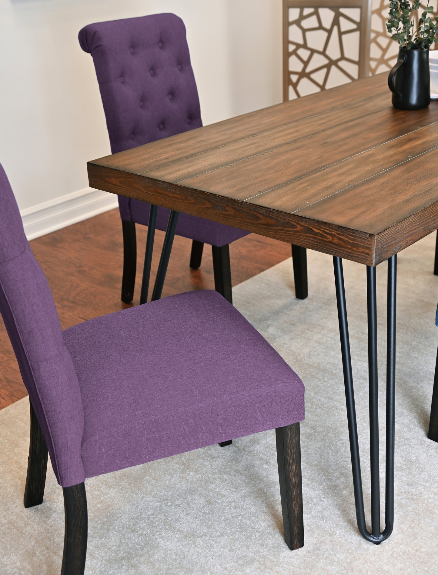 Hairpin Dining Table With Four Chairs Set Color Options