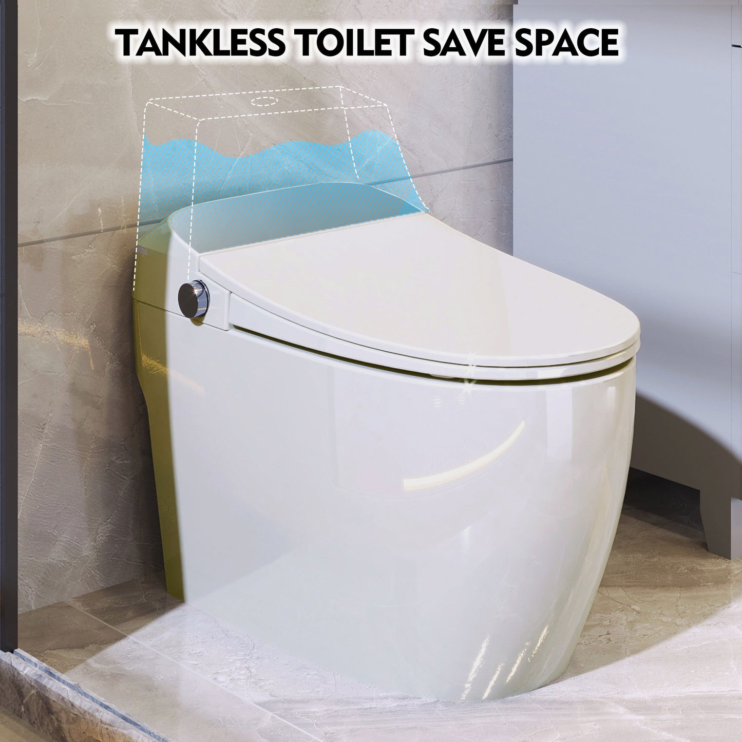 Smart Heated Comfort Toilet with Foot Sensor Flush, Night Light, and Power Outage Support - White Ceramic One-Piece Design
