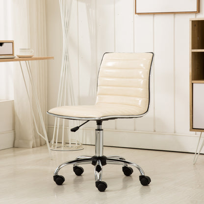 Beige Fremo Chromel Mid-Back Adjustable Air Lift Office Chair