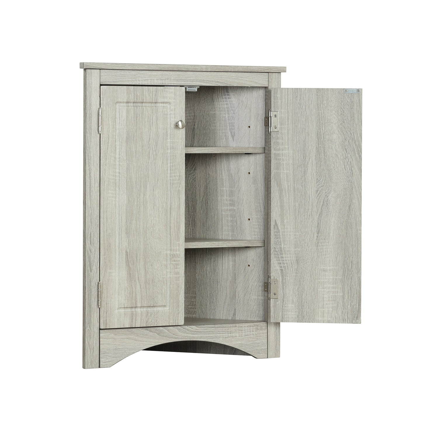 Stylish Oak Triangle Corner Storage Cabinet with Adjustable Shelves for Home and Kitchen Use