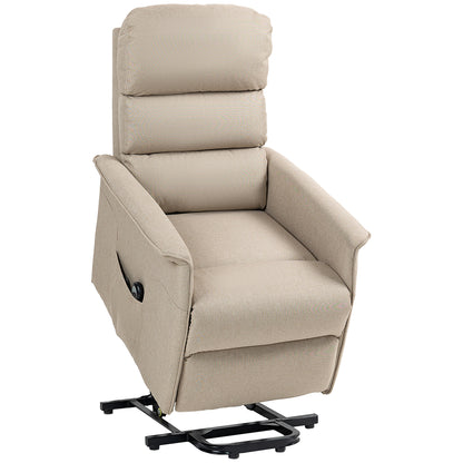 Power Lift Recliner with Remote, Easy Assembly, Side Pockets, 265-lb Capacity, Fabric, Living Room Beige