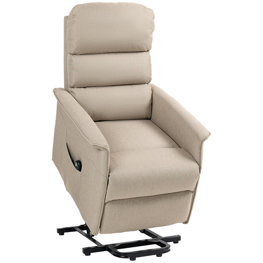 Power Lift Recliner with Remote, 135° Recline, 45° Lift Assist, Side Pockets, Living Room Sofa Beige