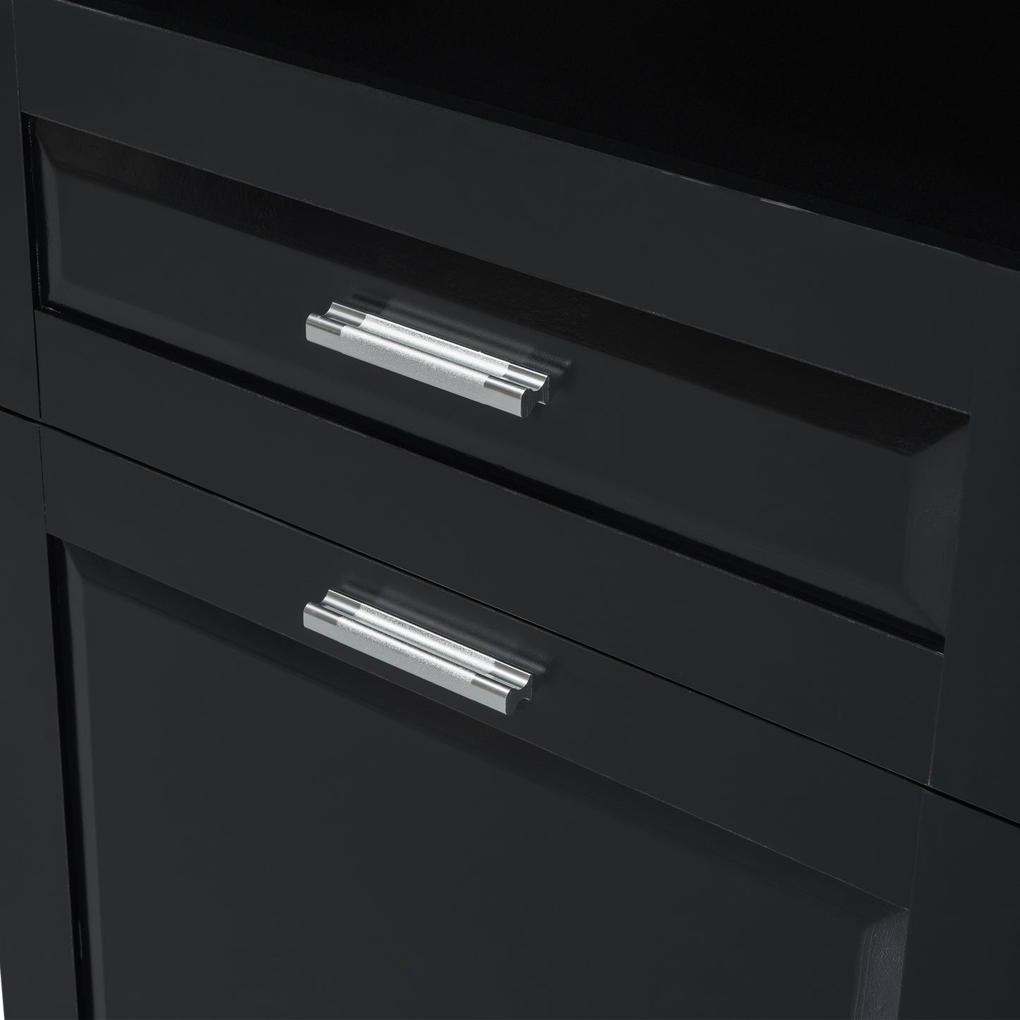 Stylish Tall Black Bathroom Storage Cabinet with Removable Laundry Basket and Ample Organizing Space