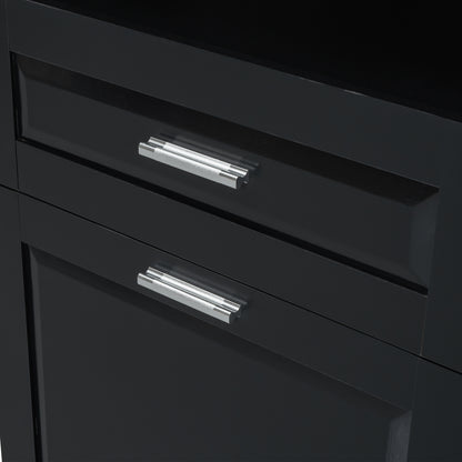 Stylish Tall Black Bathroom Storage Cabinet with Removable Laundry Basket and Ample Organizing Space