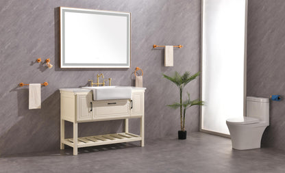 Large 48x36 Illuminated Bathroom Mirror with Dual Control Anti-Fog Feature