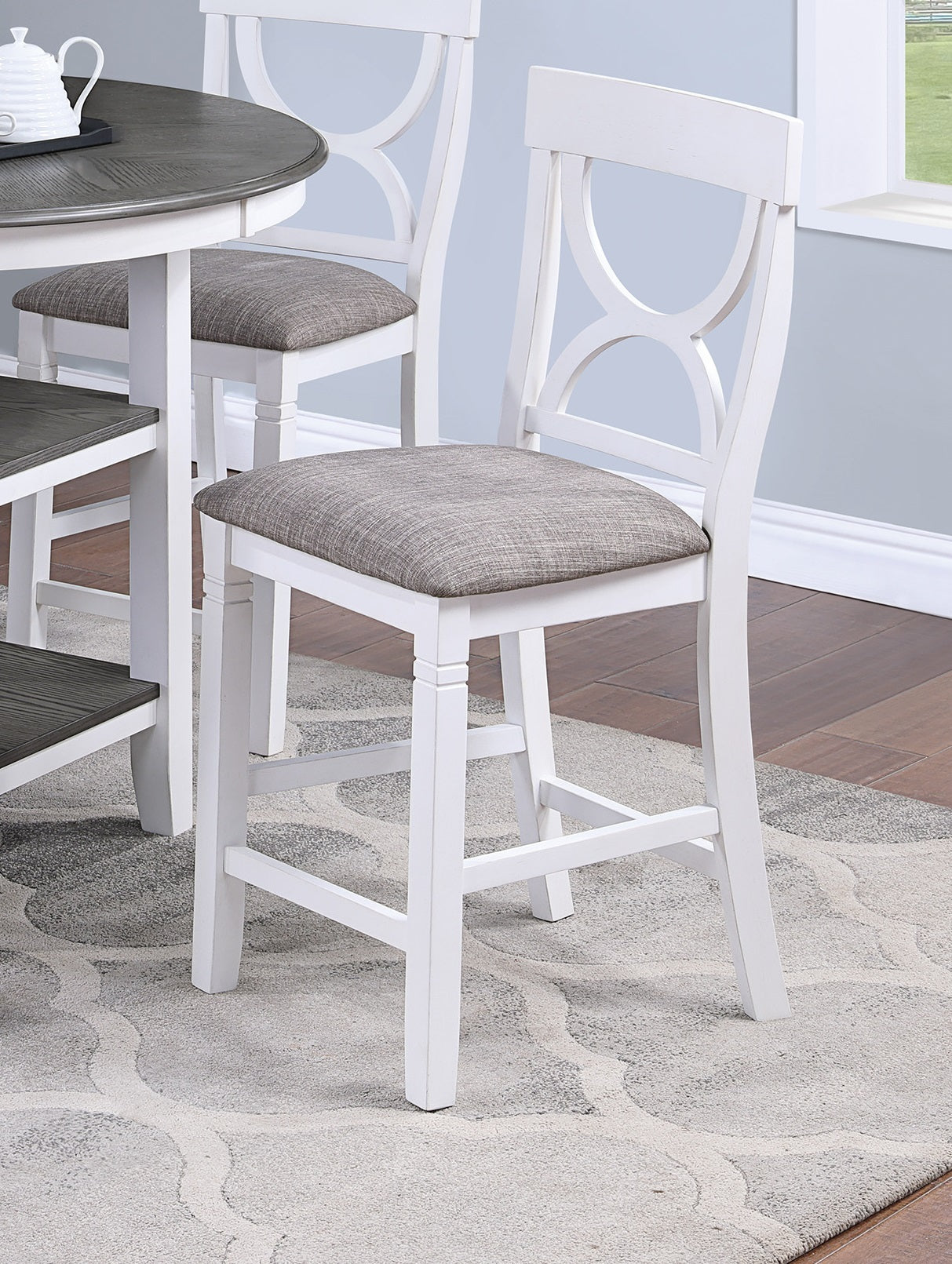 Counter Height Dining Set Storage Padded Chairs 5 Pc White