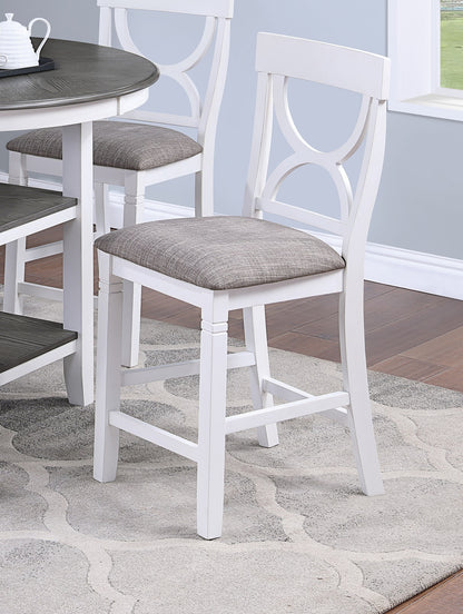 Counter Height Dining Set Storage Padded Chairs 5 Pc White
