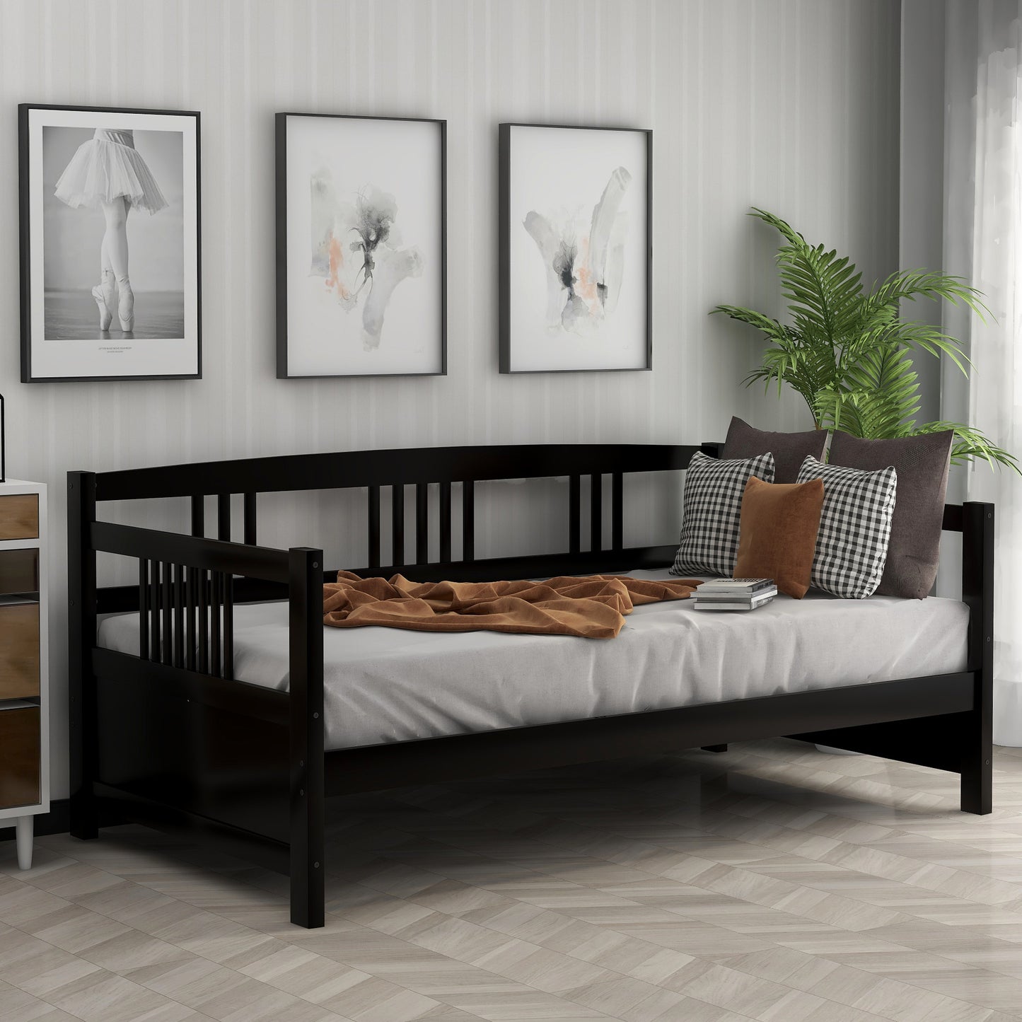 Elegant Espresso Twin Solid Wood Daybed with Multifunctional Design