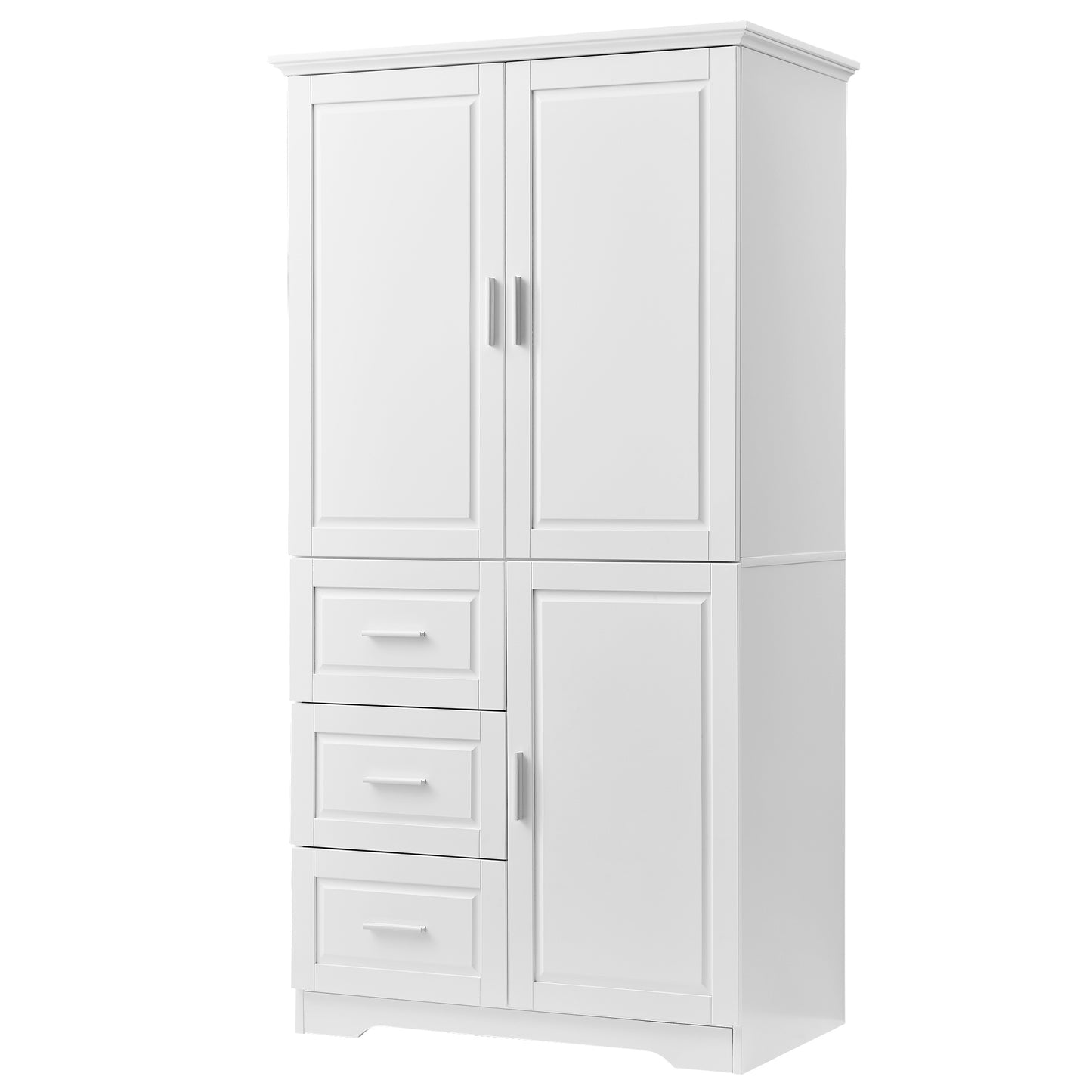 Versatile Tall Storage Cabinet with Doors and Drawers for Bathroom, Office, or Kitchen - White MDF Design