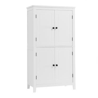 Stylish Freestanding Bathroom Storage Cabinet with 4 Adjustable Shelves, White MDF Unit