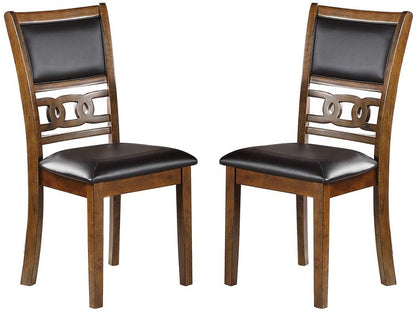 Set of 2 Cushioned Dining Room Side Chairs with Knot-Back, 18x22.5x38, Rubberwood MDF, Walnut Finish