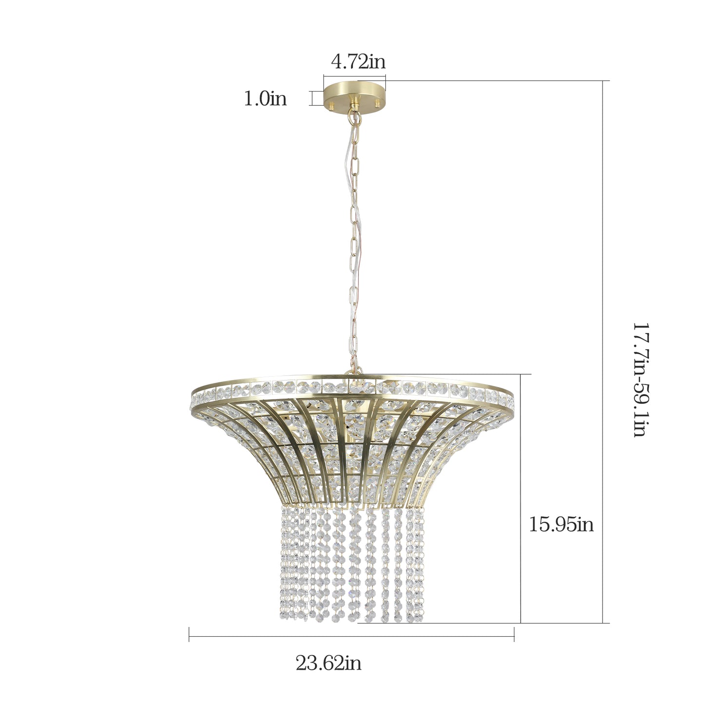 8-Light Crystal Waterfall Chandelier, 23.6 Modern Ceiling Light for Living Room, Dining, Sand Gold Finish