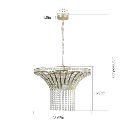 8-Light Crystal Waterfall Chandelier, 23.6 Modern Ceiling Light for Living Room, Dining, Sand Gold Finish