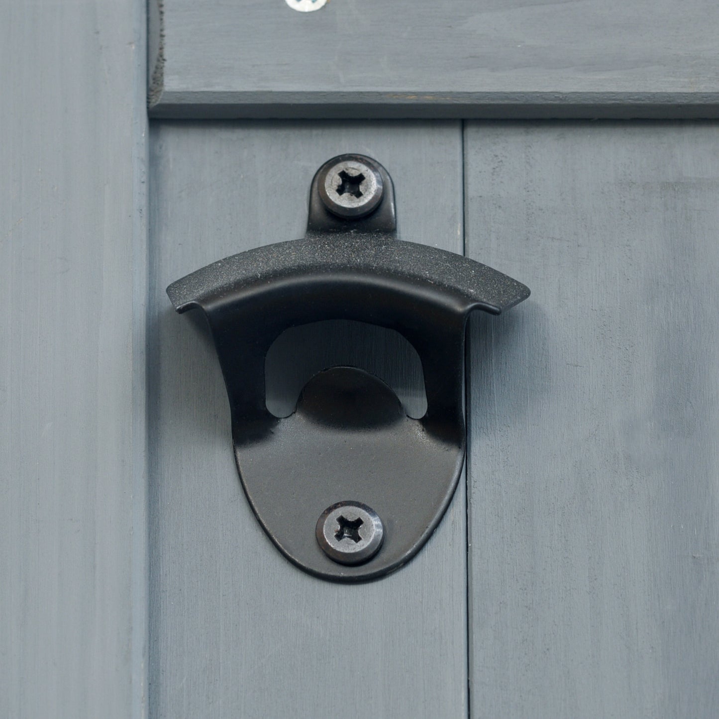 Rolling Outdoor Kitchen Island with Stainless Steel Top, Grey Blue Fir Wood Bar Cart & Storage Cabinet for BBQ and Garden Parties