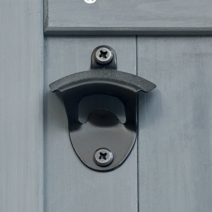 Rolling Outdoor Kitchen Island with Stainless Steel Top, Grey Blue Fir Wood Bar Cart & Storage Cabinet for BBQ and Garden Parties