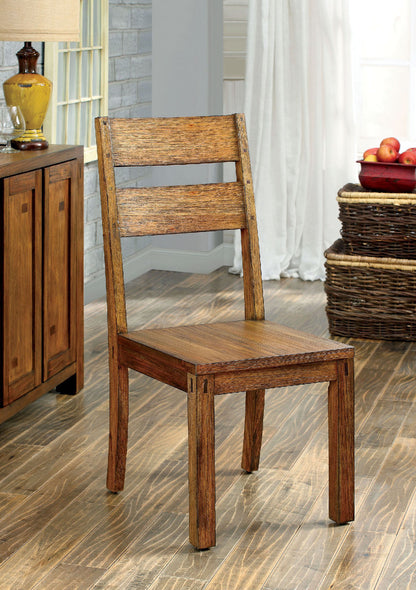 Solid Wood Dining Chairs, Panel Back, Rustic Style, Set of 2 for Kitchen, Wood Seat, Dark Oak