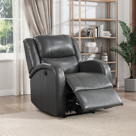 Power Reclining Chair for Living Room, Solid Wood Frame, Faux Leather Upholstery, 30.5x37.5x39.5, Gray