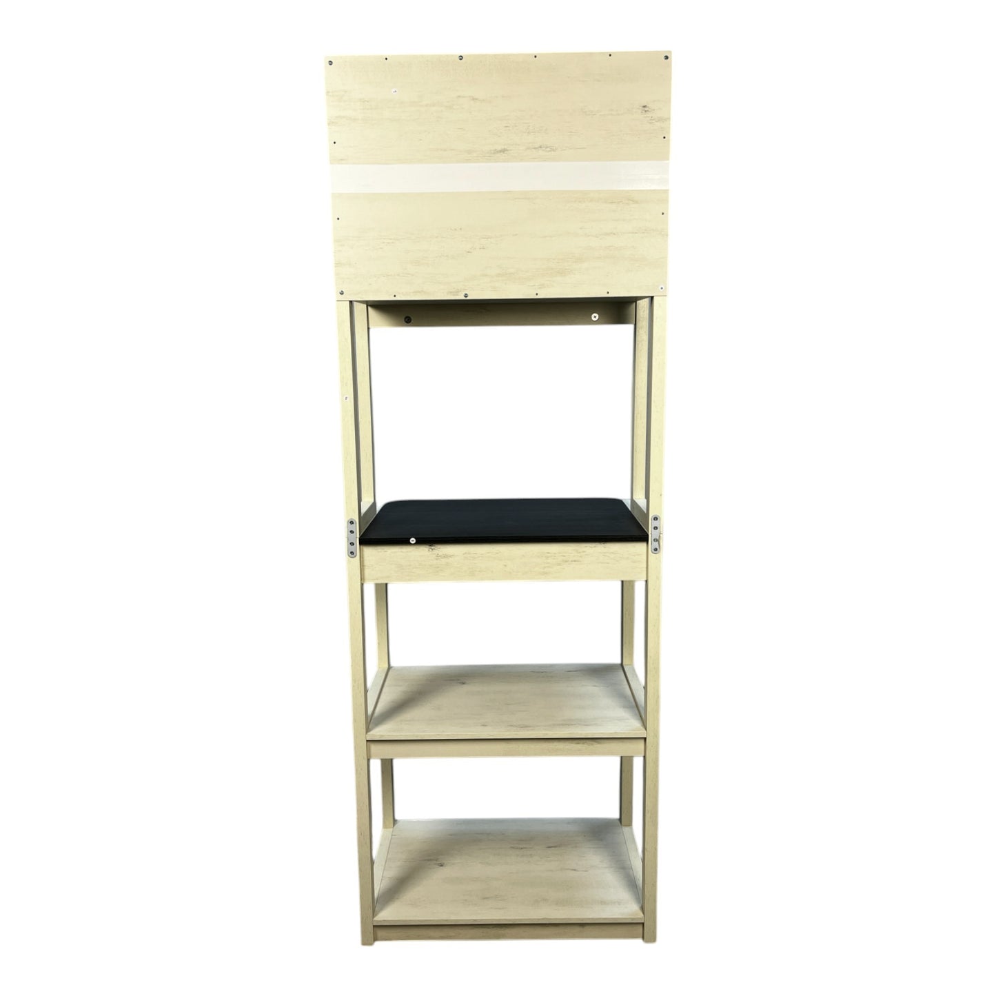 Modern 5-Tier White and Black Kitchen Bakers Rack with Ample Storage and Microwave Stand