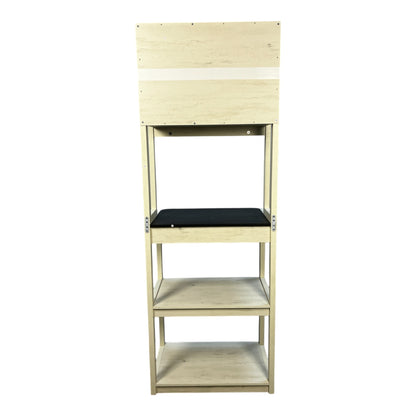 Modern 5-Tier White and Black Kitchen Bakers Rack with Ample Storage and Microwave Stand