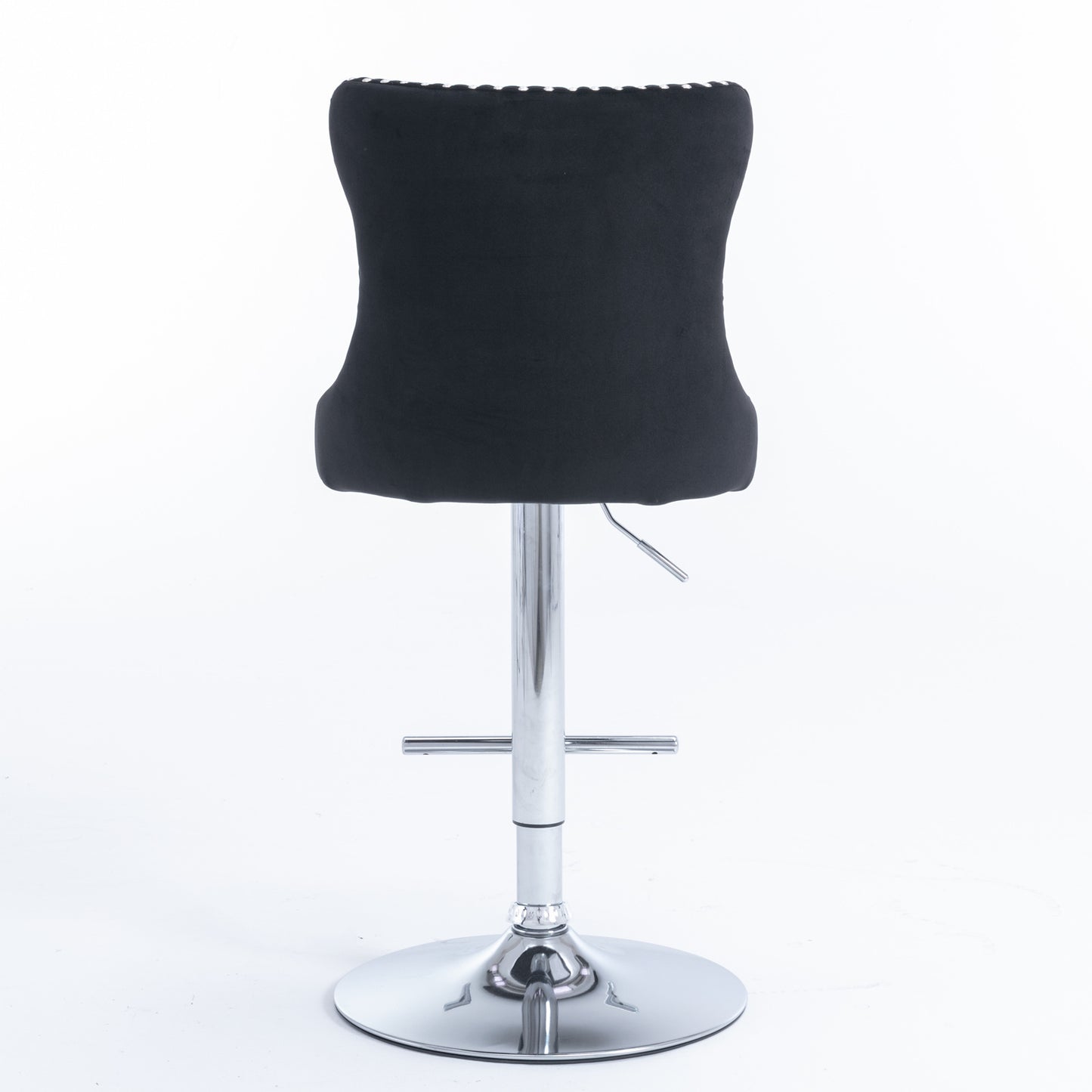 Adjustable Swivel Velvet Bar Stools Set of 2 Black Chrome